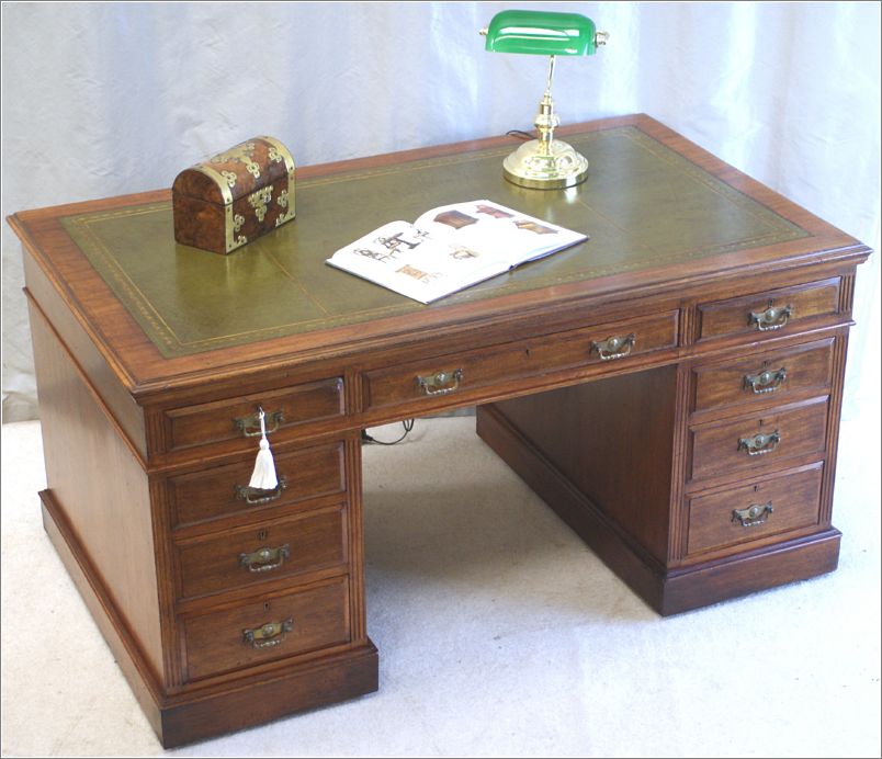 2060 Antique Victorian Mahogany Pedestal Desk